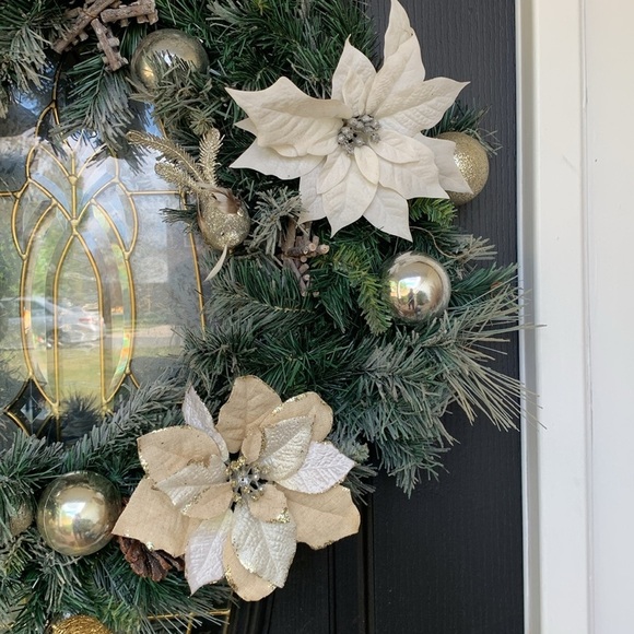 Christmas wreath super large outdoor door glitter holidays - Picture 2 of 13